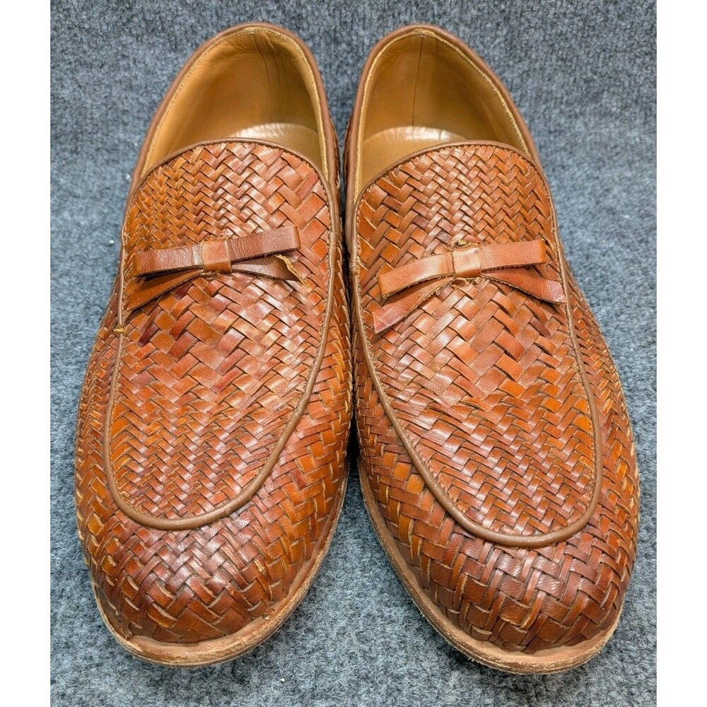 Marc Nolan Odell Woven Leather Tassel Loafers Brown Men's Size 11 Dress Shoes